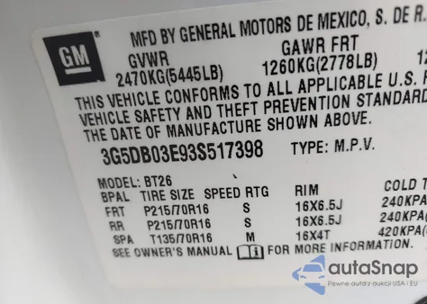 2003 Buick Rendezvous Cxl from USA, damaged, VIN 3G5DB03E93S517398